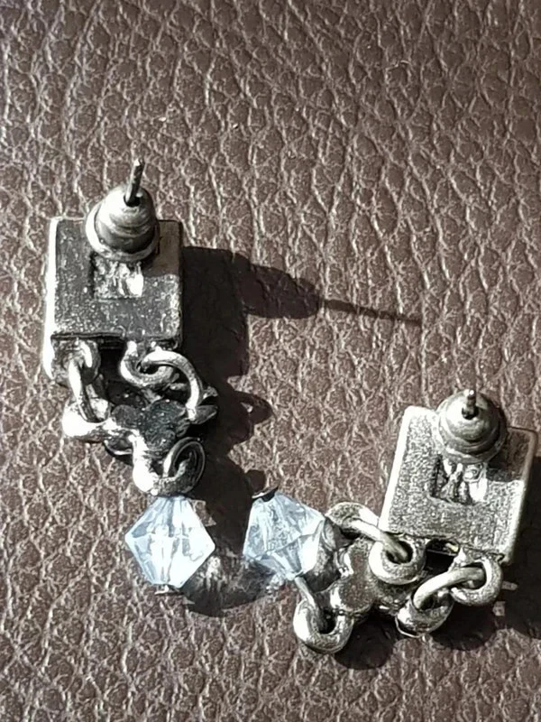 Brincos pendentes prateados e pedra azul nova – photo 8